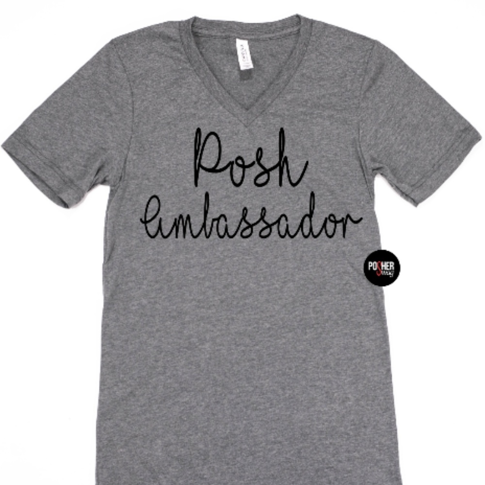 PosherSwag Gray V-Neck "Posh Ambassador" Tee